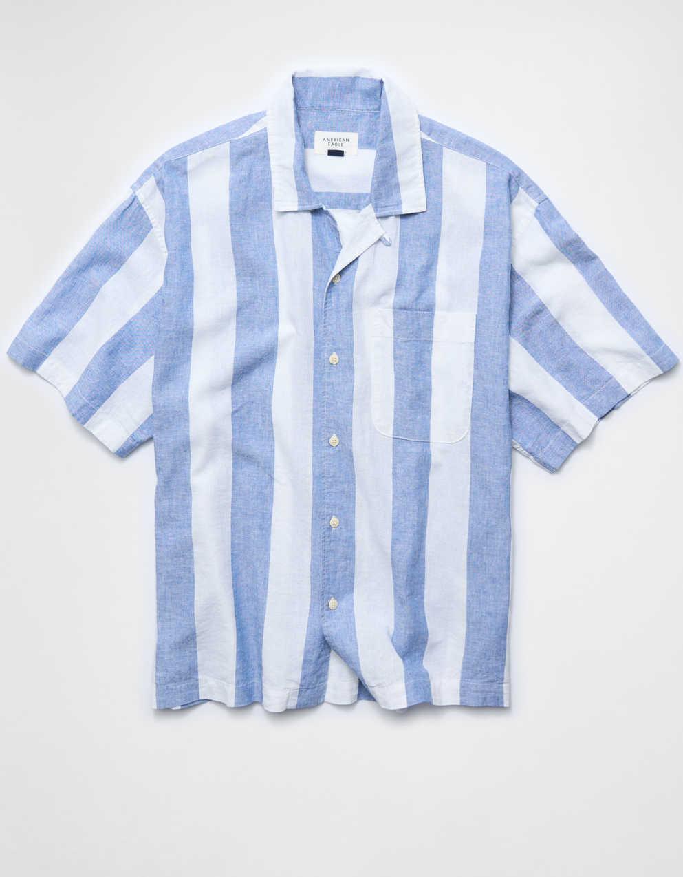 AE Relaxed Fit Linen-Blend Camp Collar Shirt