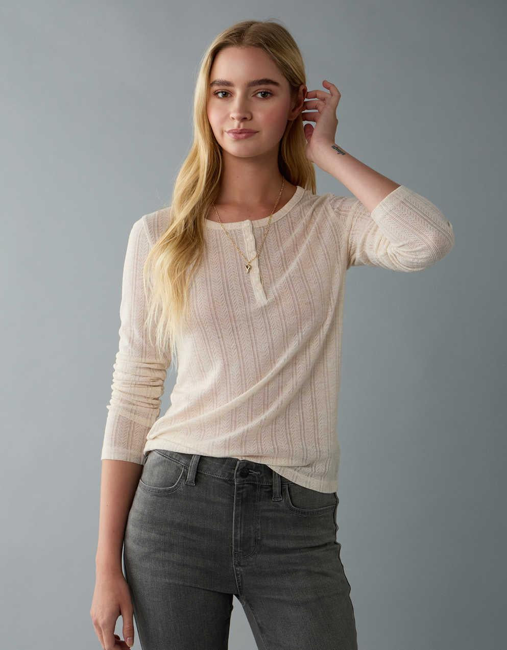 AE Long Sleeve Henley T-Shirt