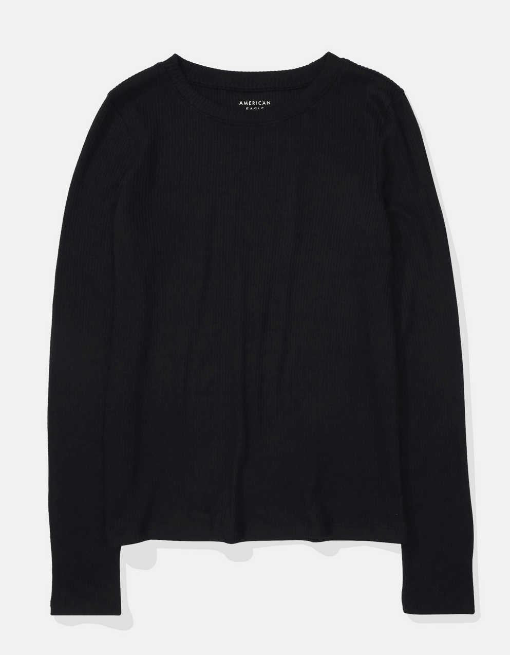 AE Long-Sleeve Waffle Plush Crew Neck Tee