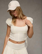 AE Side-Tie Lace-Up Blouse