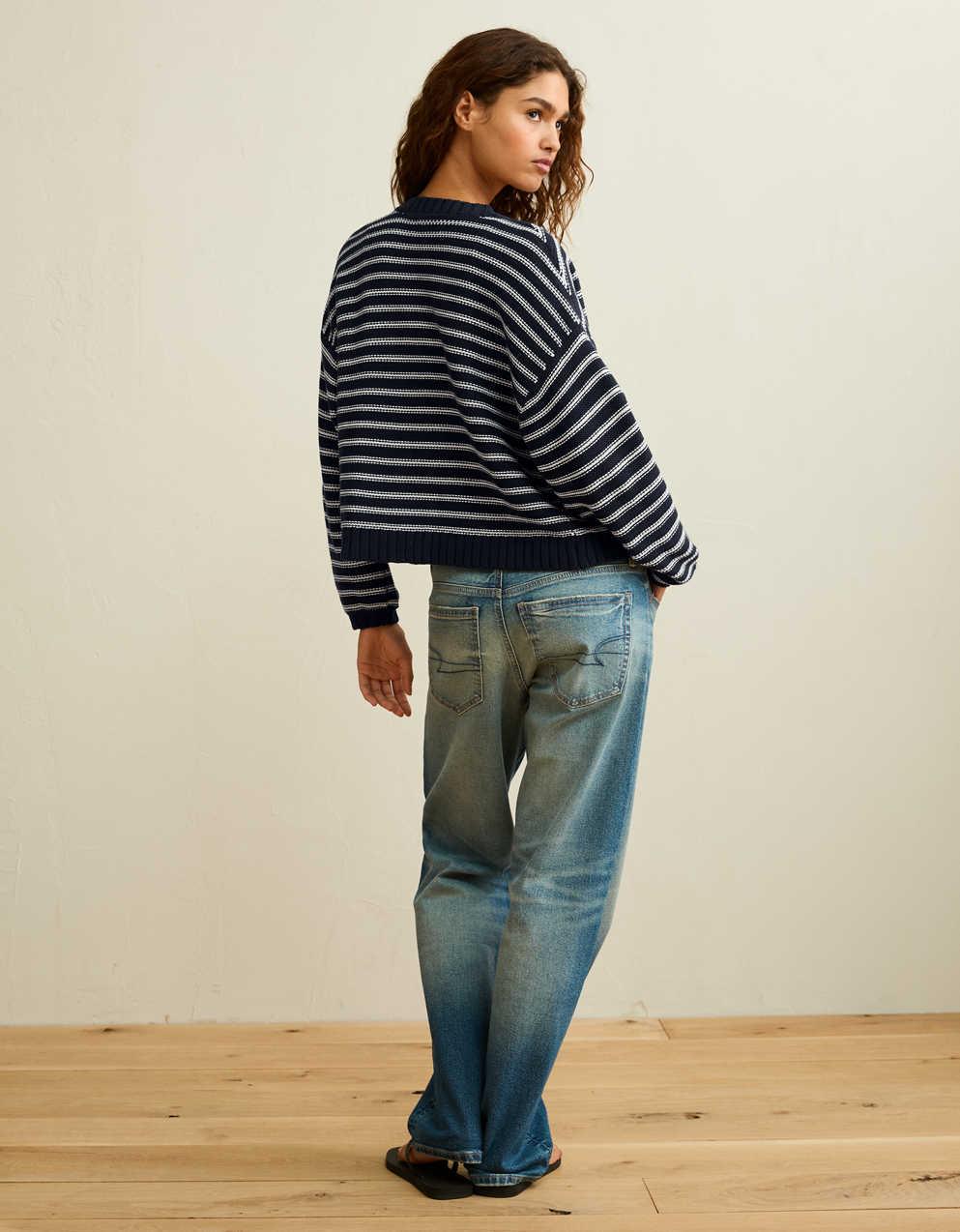 AE Balloon-Sleeve Open-Front Cardigan
