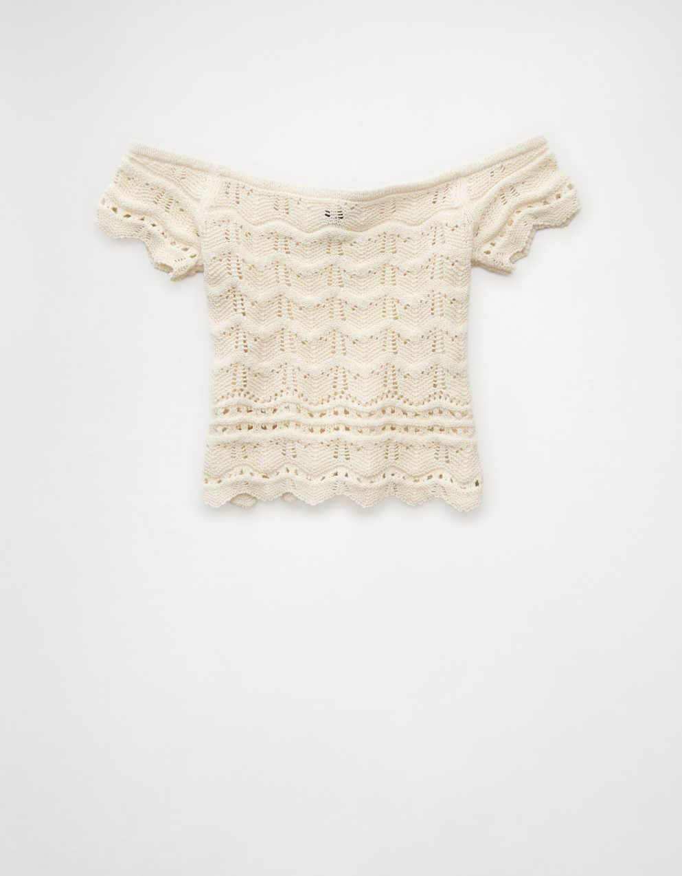 AE Off-the-Shoulder Cropped Sweater Tee