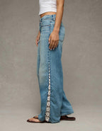 AE Low-Rise Lace Trim Baggy Ultra-Wide Leg Jean