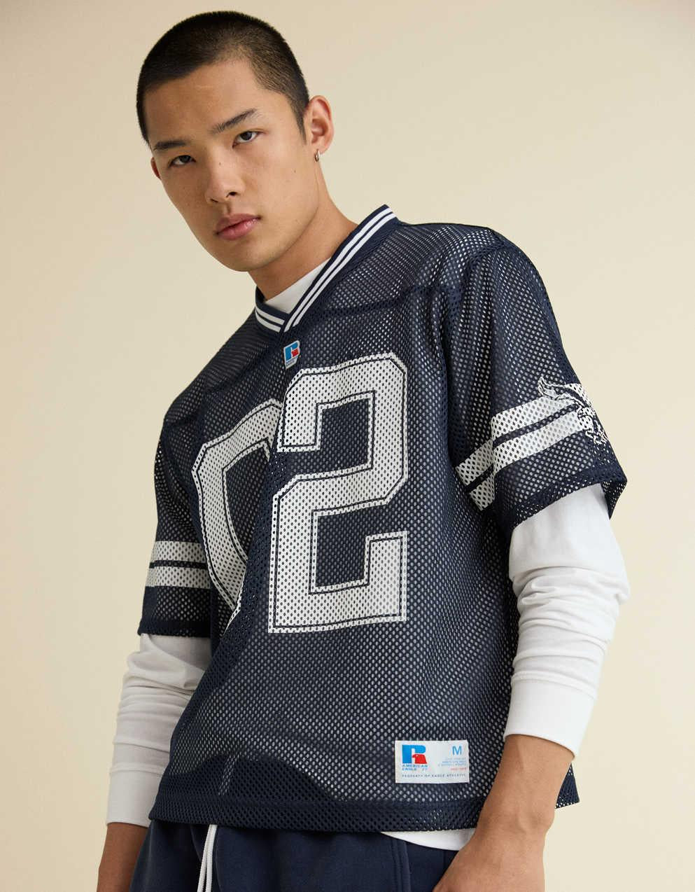 AE x Russell Athletic 圖案網布針織衫