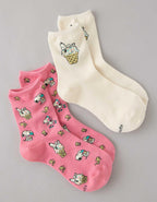 AE Snoopy Graphic Cropped Crew Socks 2-Pack