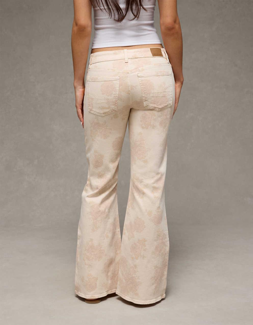 AE Stretch Low-Rise Floral Print Flare Jean