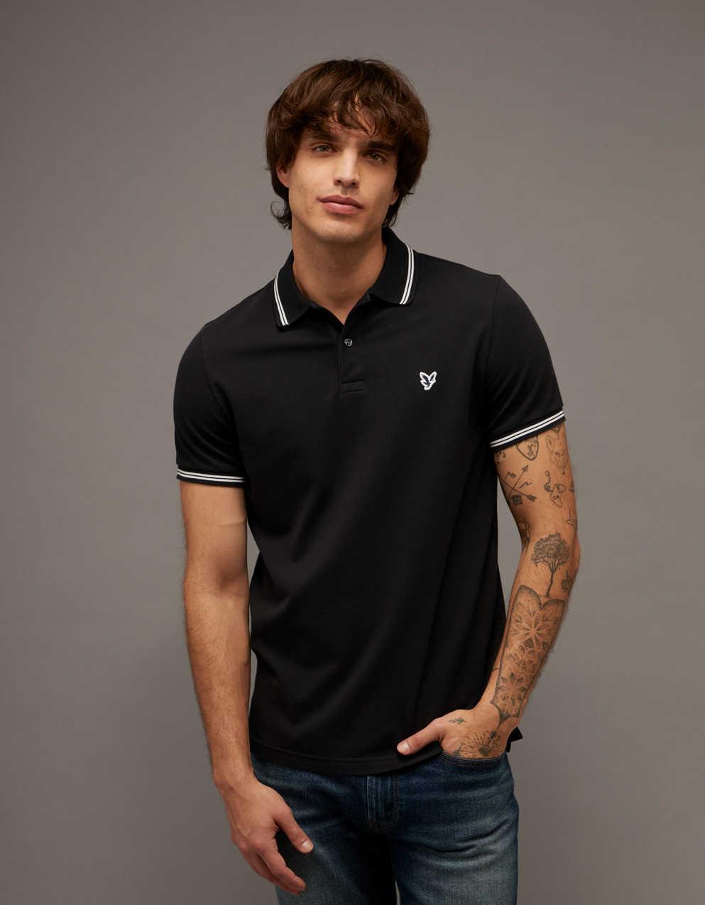 AE 修身 Tipped Flex Pique Polo襯衫