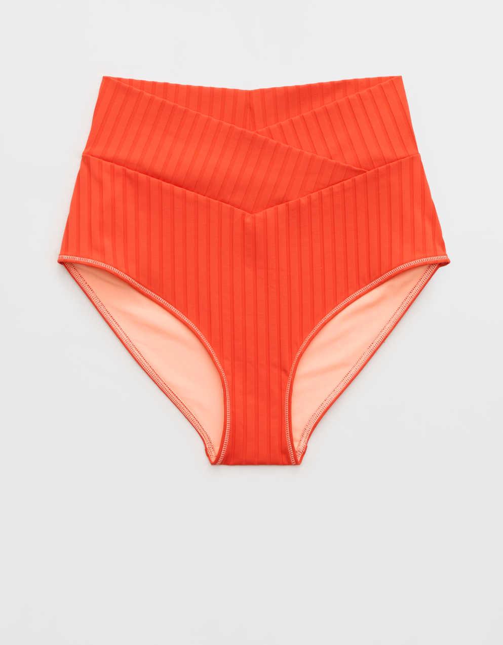 Aerie 羅紋高腰全覆蓋比基尼泳褲