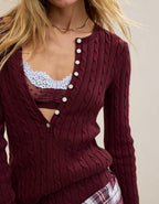 Aerie Cotton Cable Henley Sweater