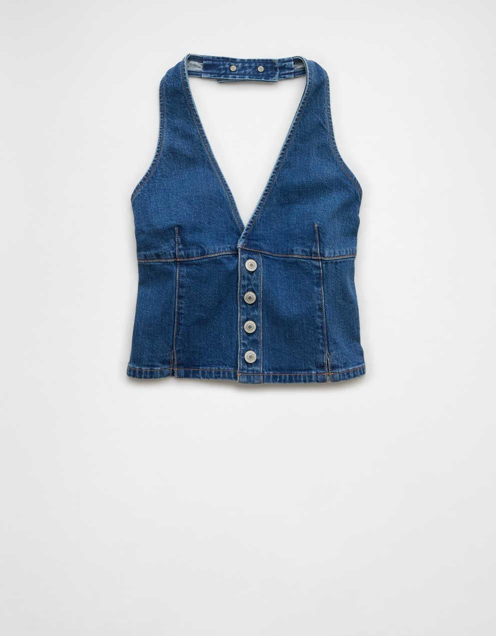 AE Denim Halter Vest