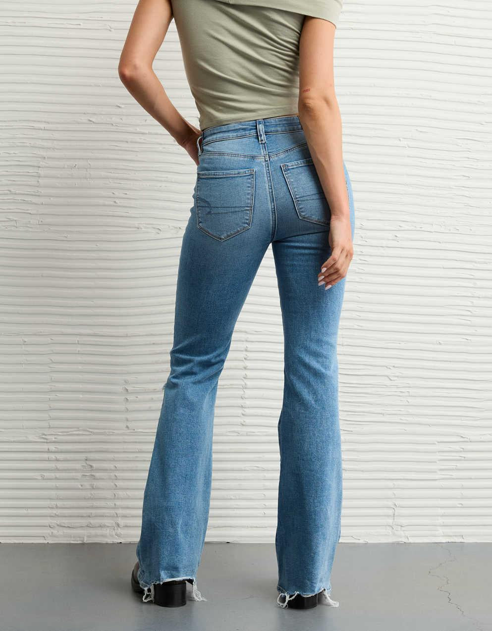 AE Next Level 破洞超高腰喇叭牛仔褲
