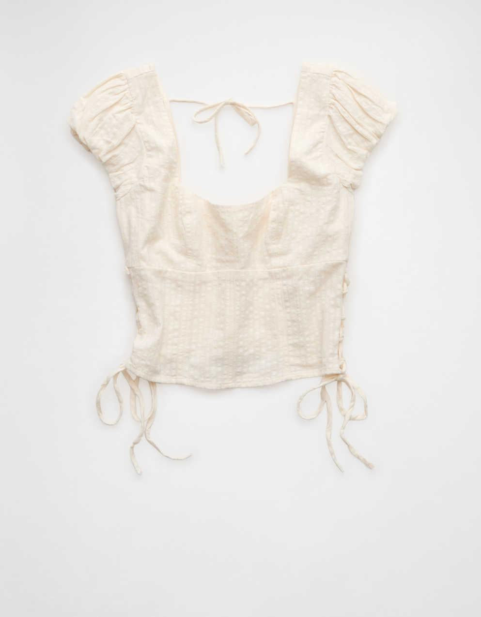 AE Side-Tie Lace-Up Blouse