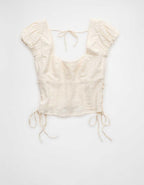 AE Side-Tie Lace-Up Blouse
