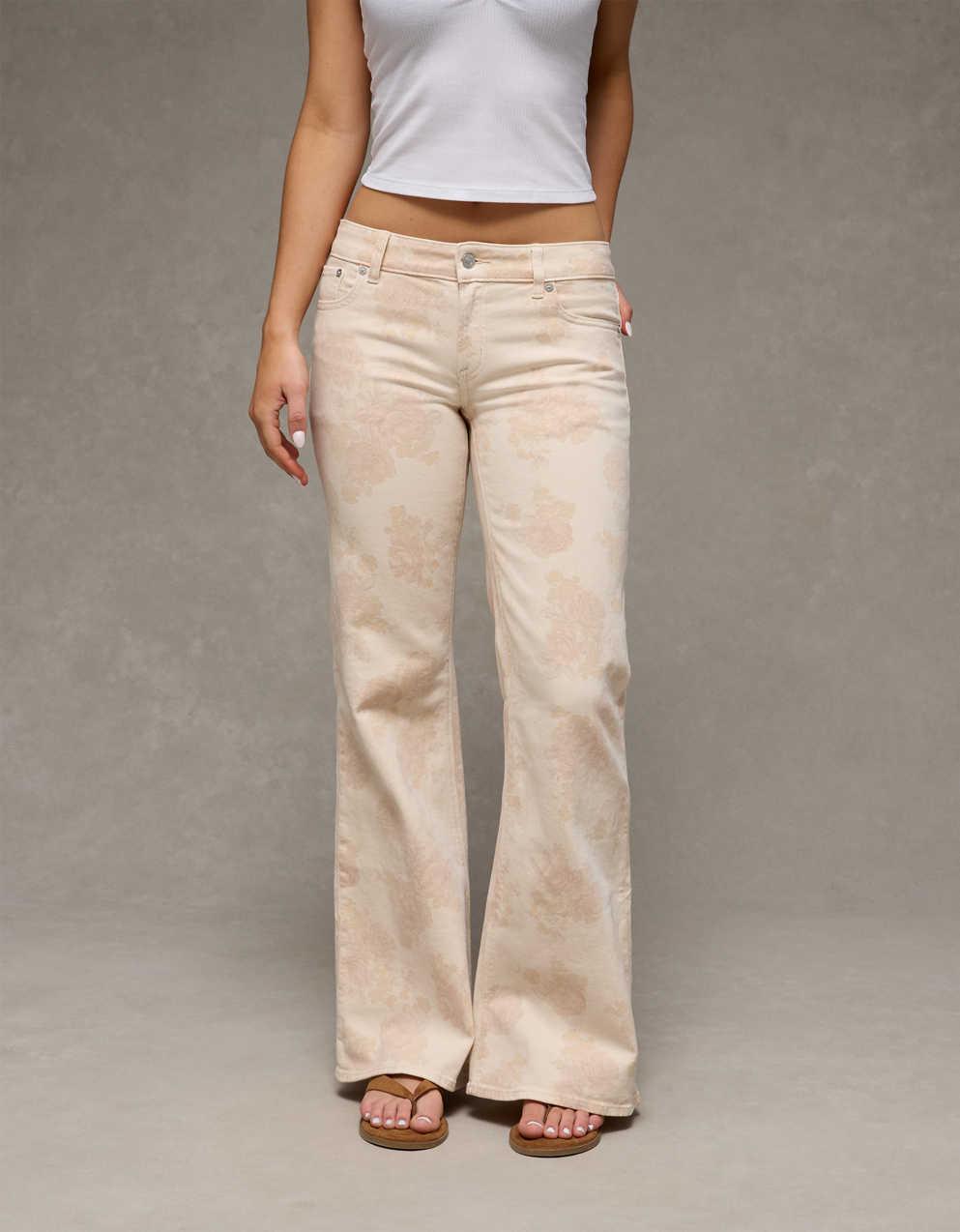 AE Stretch Low-Rise Floral Print Flare Jean