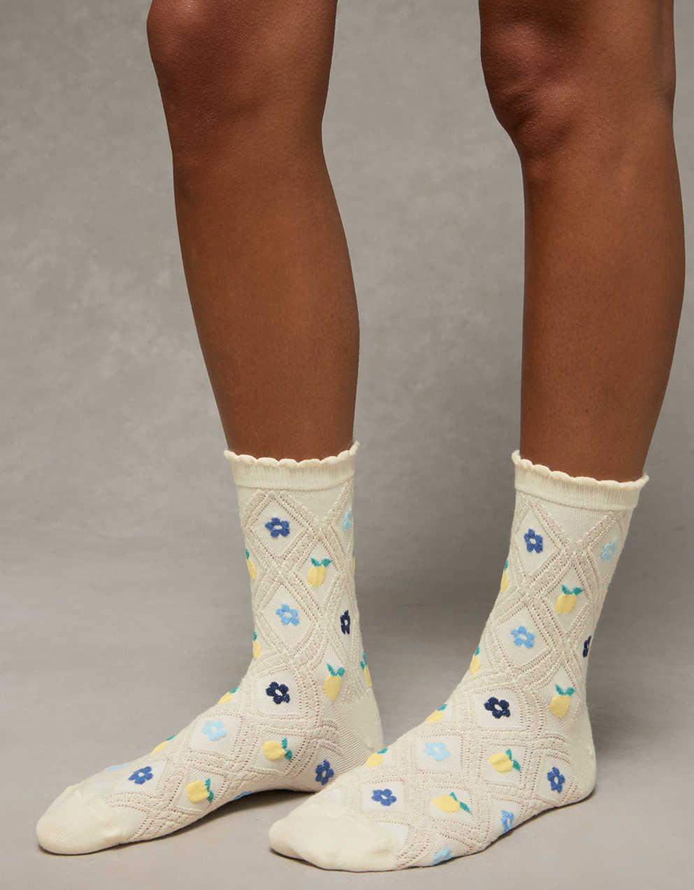 AE Textured Cropped Crew Socks 2-Pack