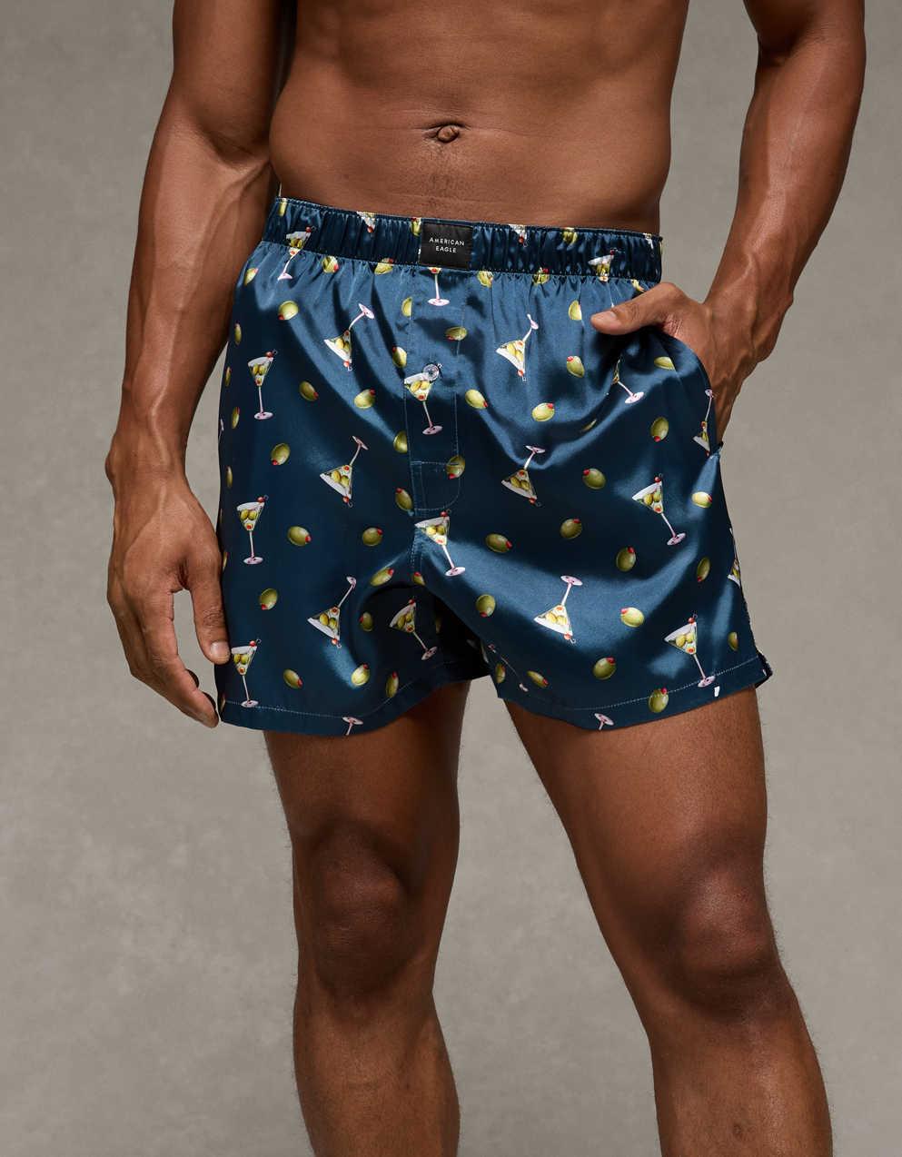 AEO Men's Olives Satin Pocket Boxer Short