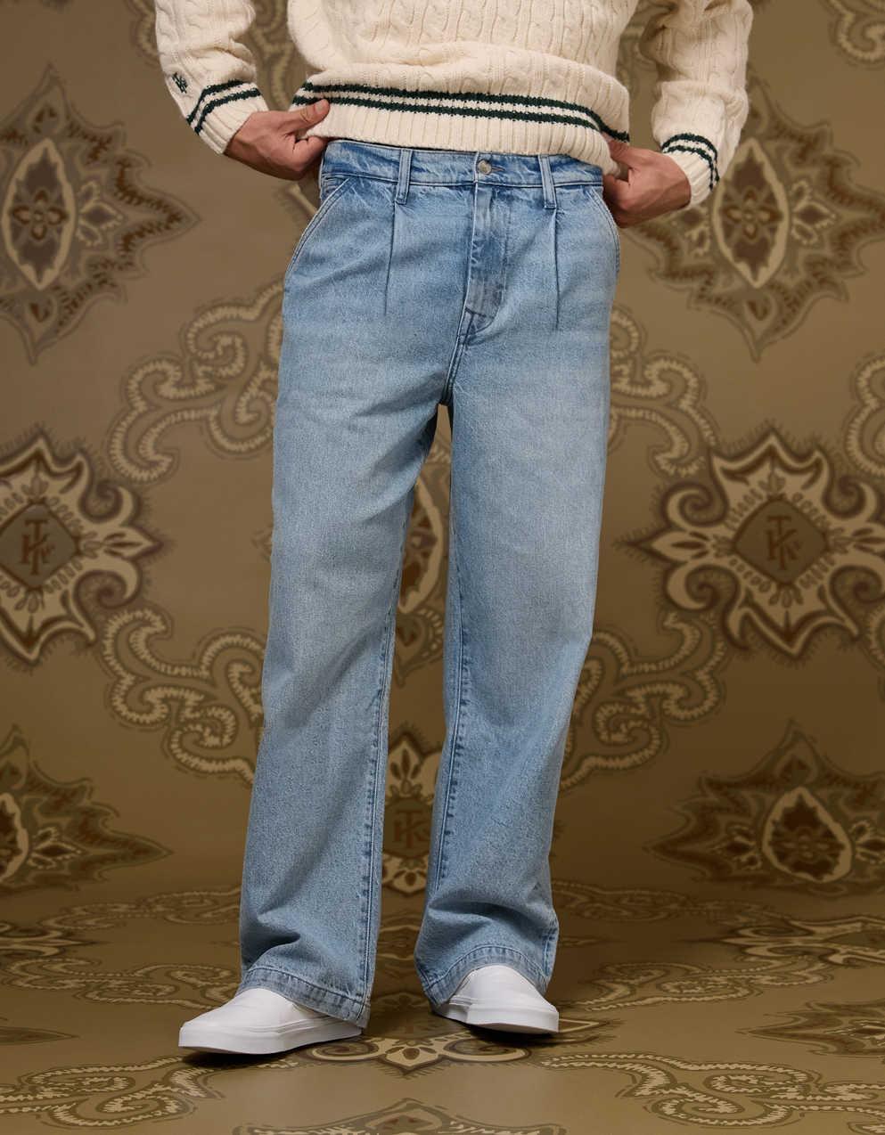 AE x Tru Kolors百褶牛仔褲