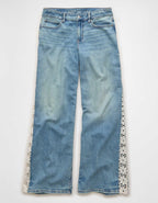 AE Low-Rise Lace Trim Baggy Ultra-Wide Leg Jean