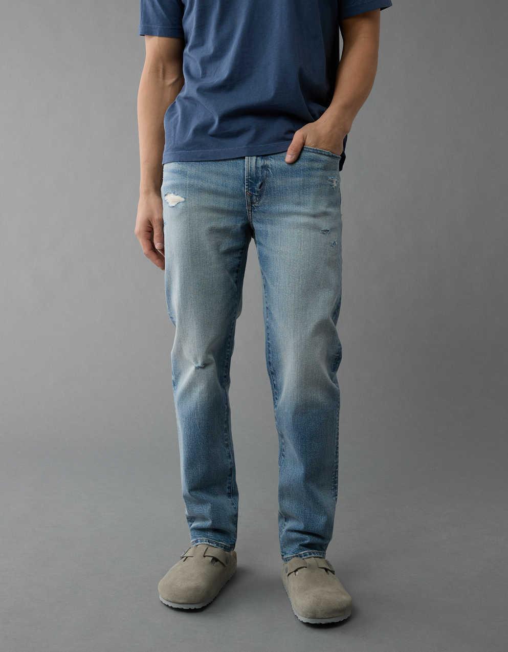 AE EasyFlex +TENCEL™ 纖維布料破洞修身直筒牛仔褲