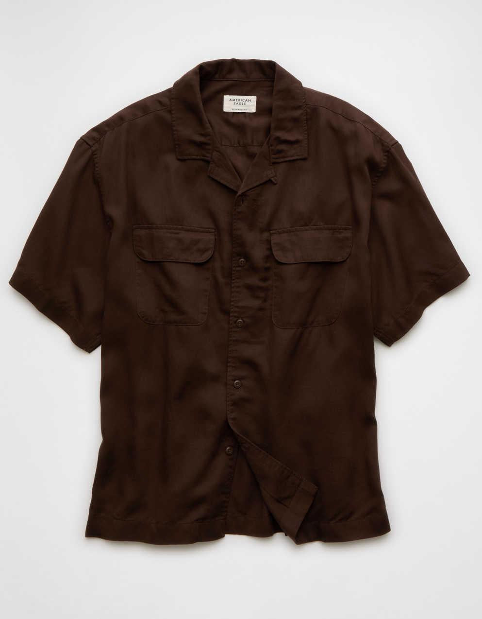 AE 休閒剪裁短袖露營領襯衫