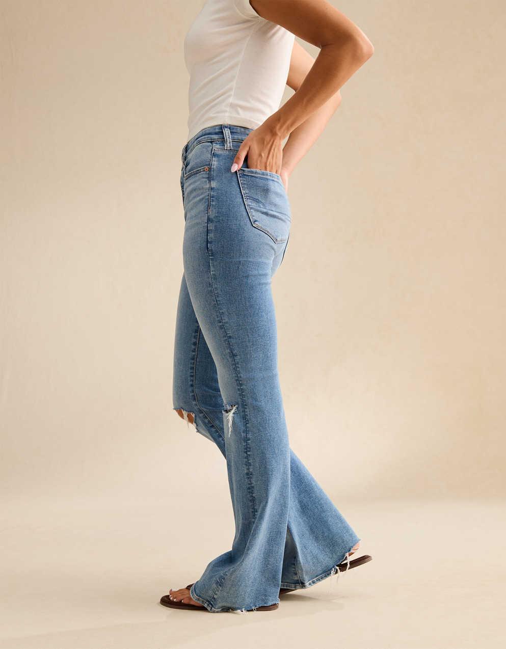 AE Next Level Ripped Super High-Waisted Flare Jean