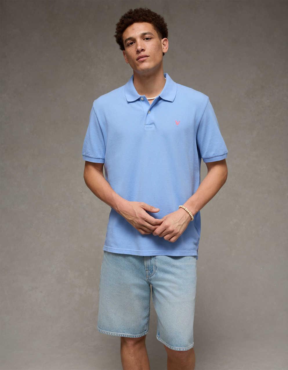 AE Standard Fit Pop Logo Pique Polo Shirt