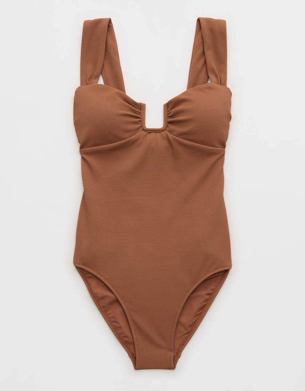 Aerie Pique布多全覆蓋連身泳裝