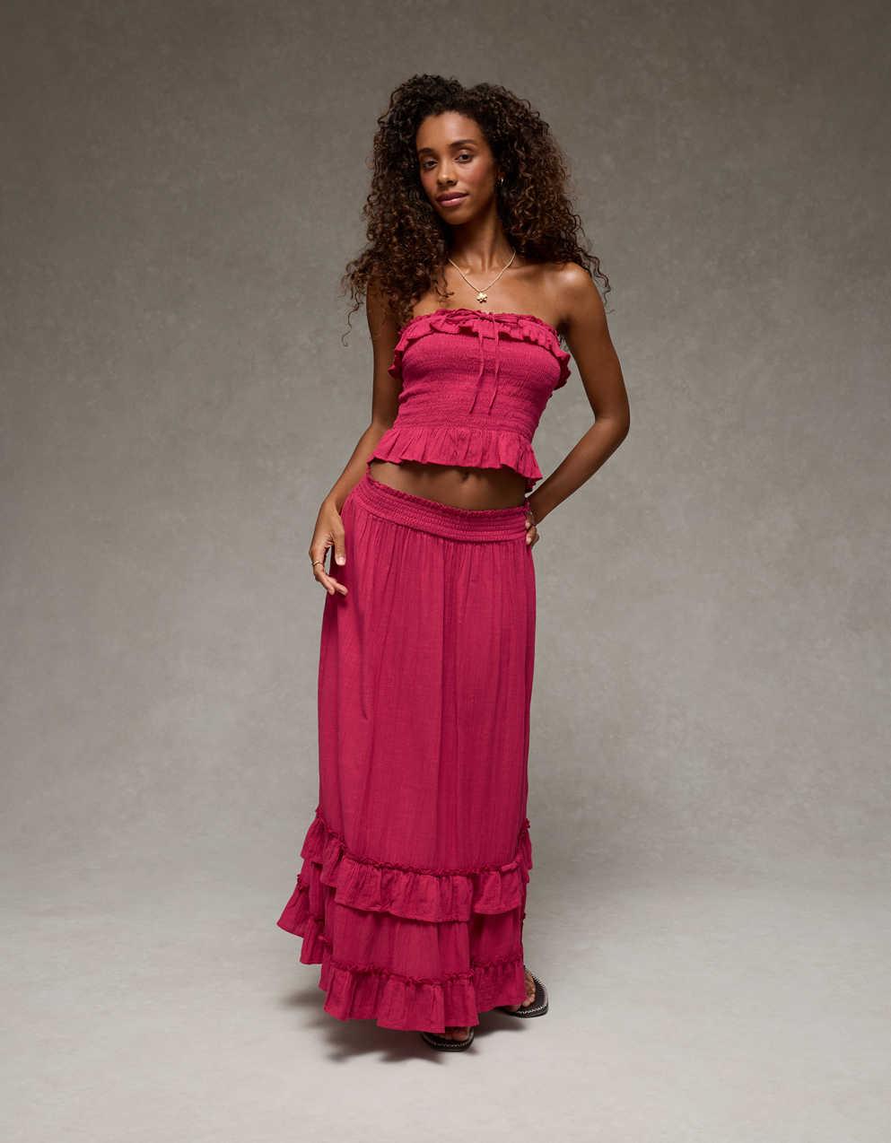 AE Ruffled Smocked Tube Top