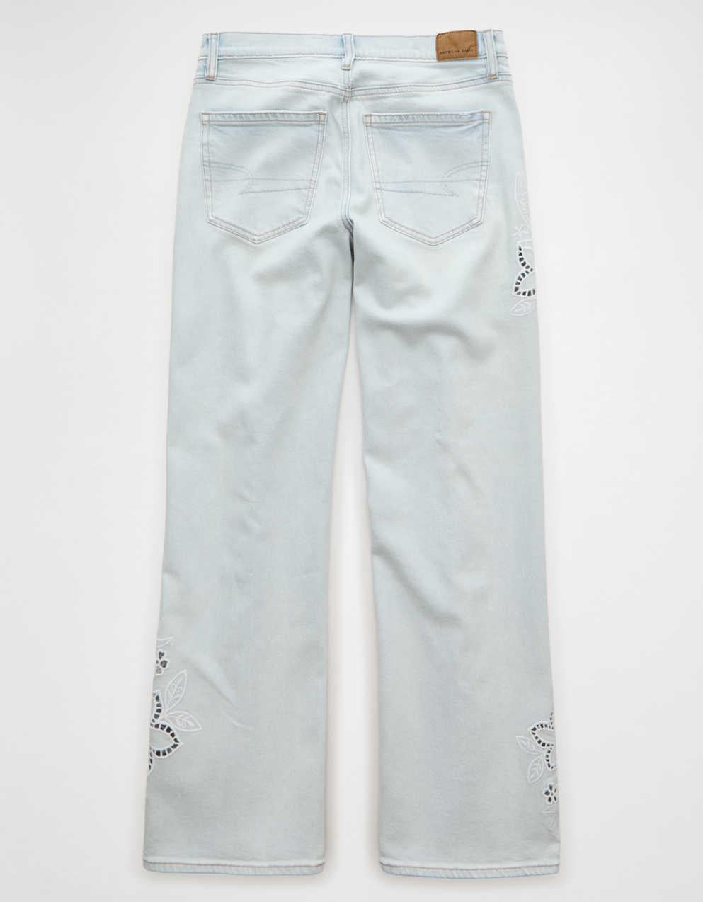 AE High-Waisted Embroidered Floral Stovepipe Jean