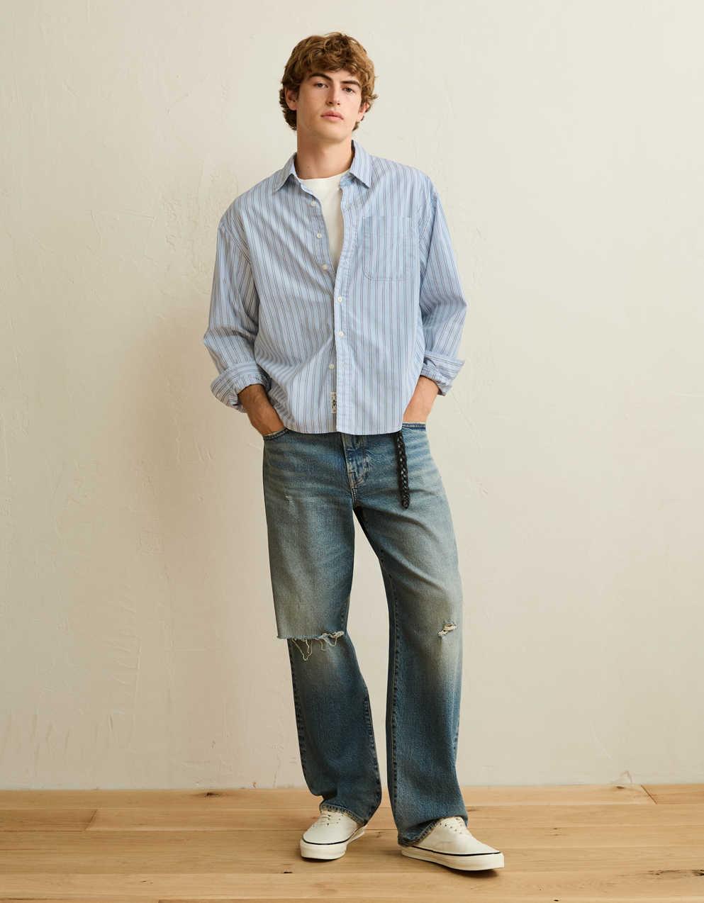 AE Relaxed Fit Poplin Button-Up Shirt