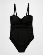 Aerie Ruched Cut Out Bandeau Full Coverage One Piece Swimsuit