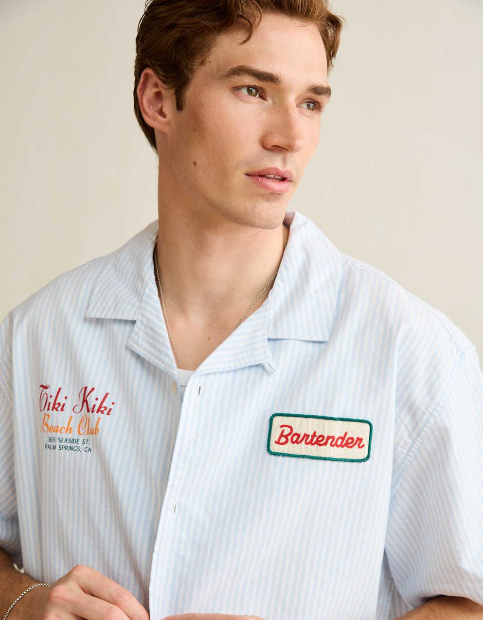 AE Pride Relaxed Fit Oxford Camp Collar Button-Up Shirt