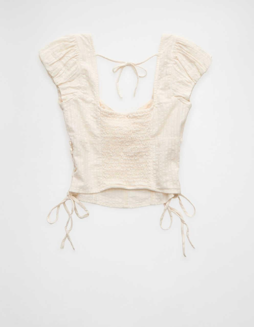 AE Side-Tie Lace-Up Blouse