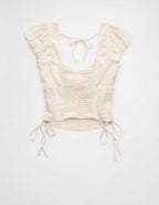 AE Side-Tie Lace-Up Blouse