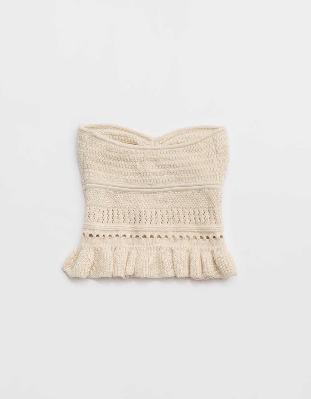 Aerie 荷葉邊針織 Tube Top