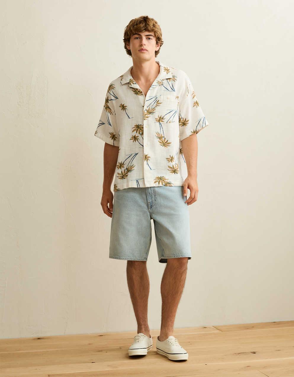 AE Relaxed Short-Sleeve Button-Up Shirt