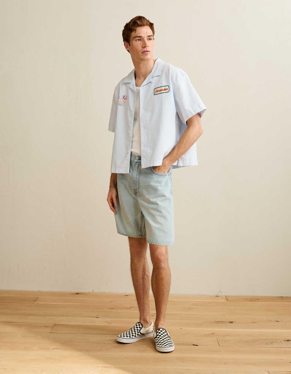 AE Pride Relaxed Fit Oxford Camp Collar Button-Up Shirt