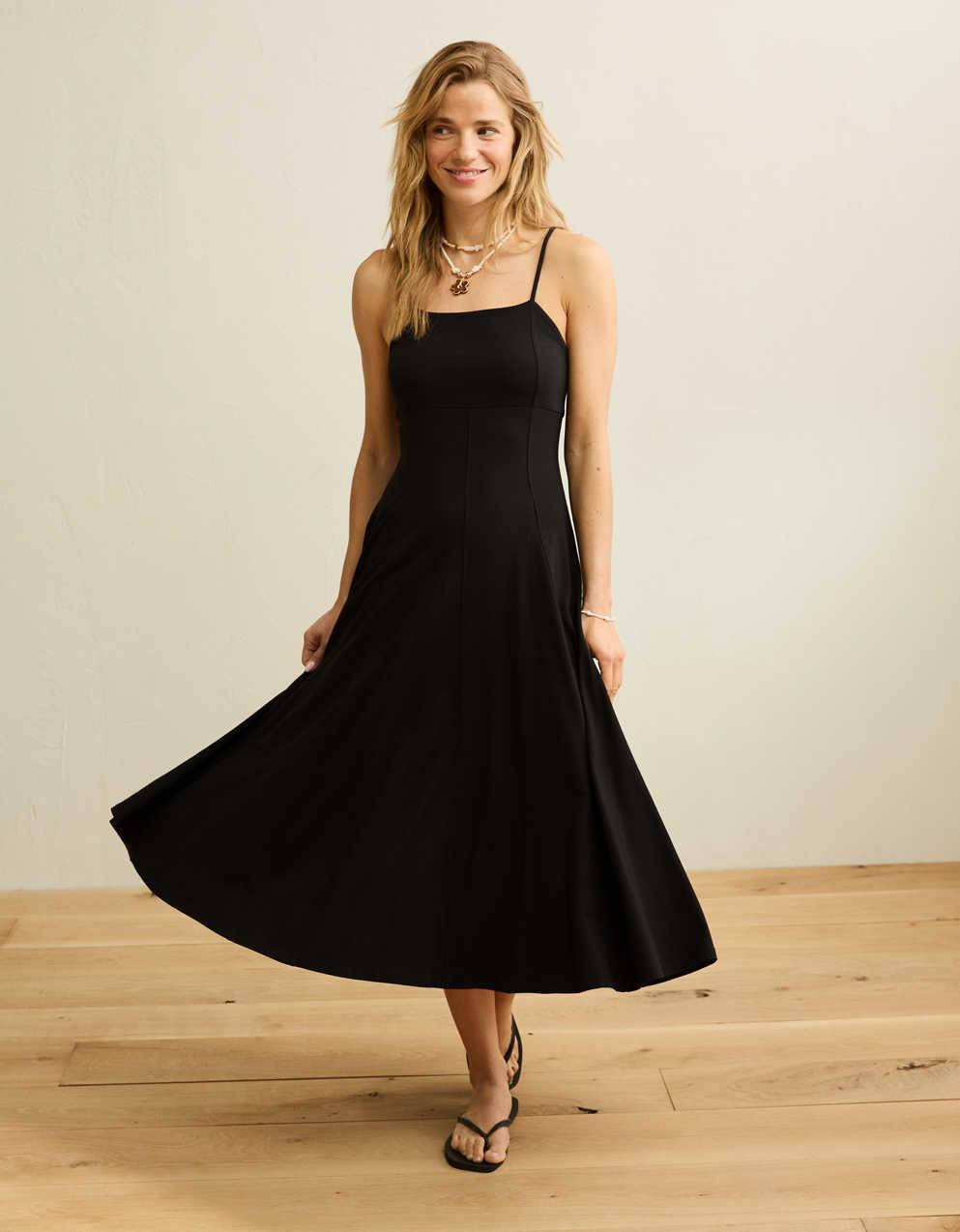 AE Knit Tie-Back Godet Midi Dress