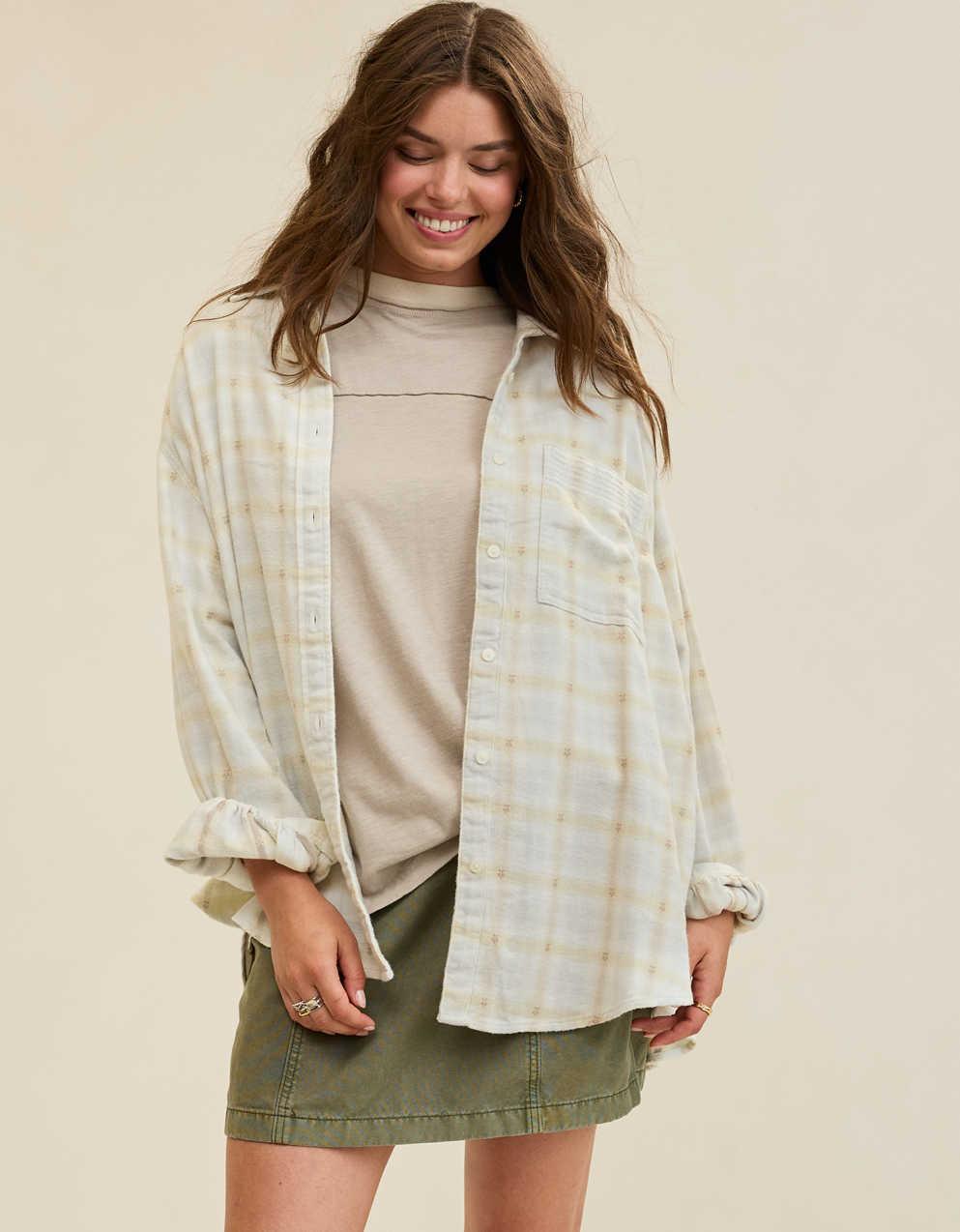 Aerie Anytime Fave 法蘭絨鈕扣羽絨襯衫
