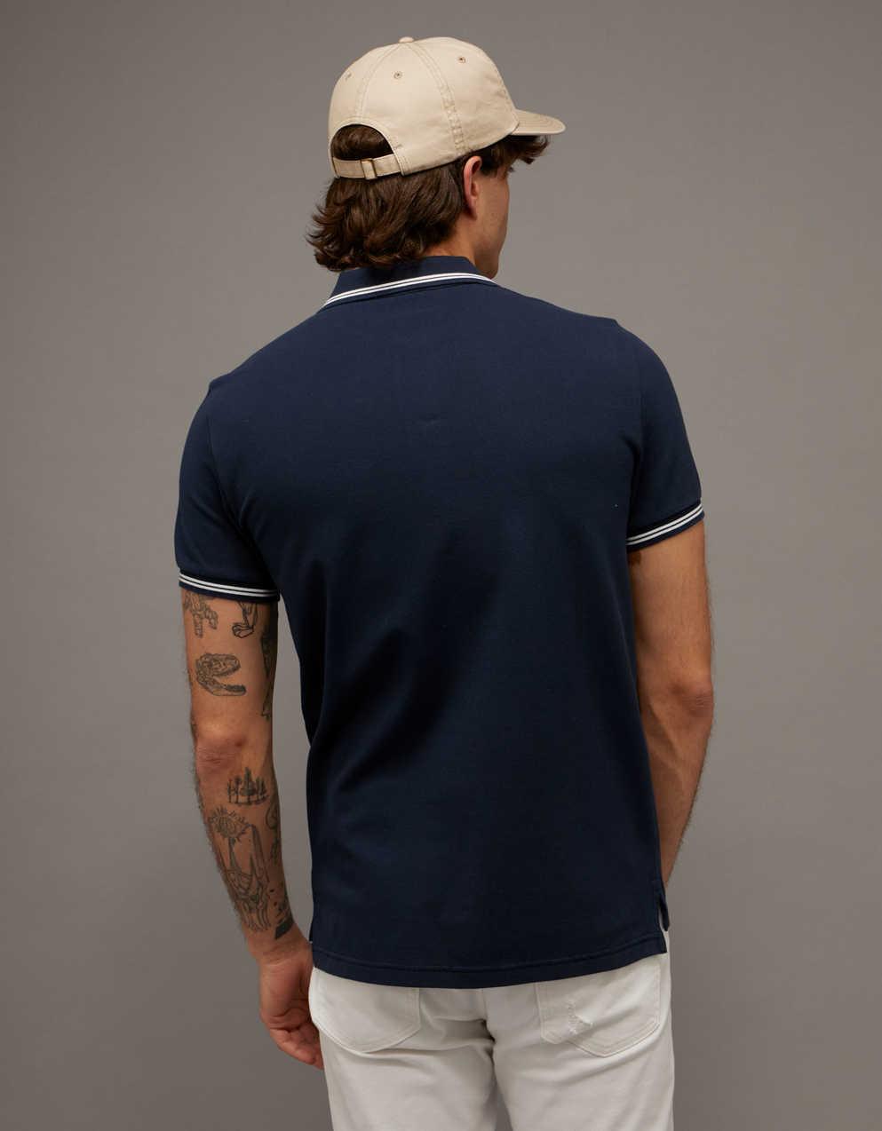 AE 修身 Tipped Flex Pique Polo襯衫