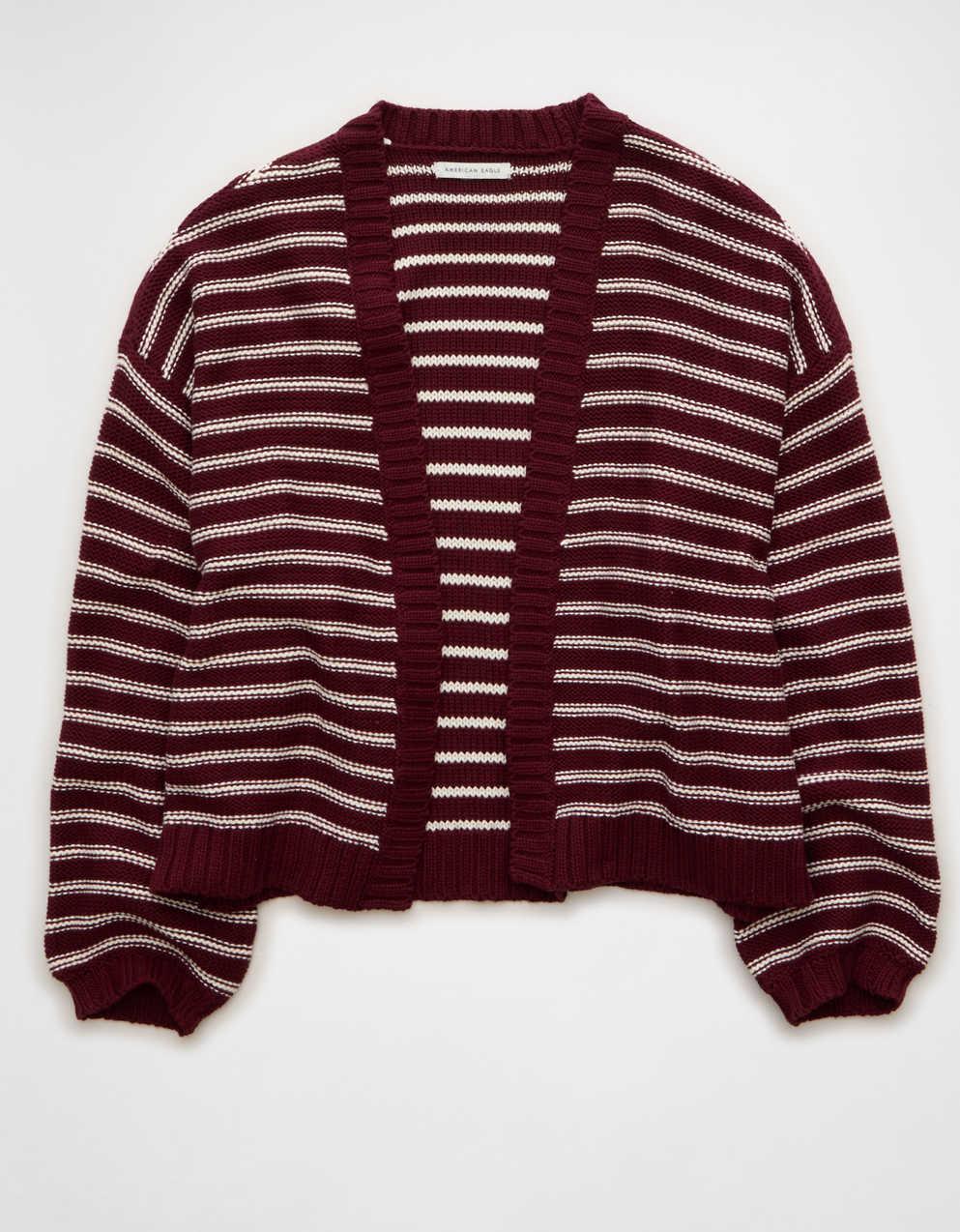 AE Balloon-Sleeve Open-Front Cardigan