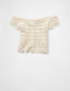 AE Off-the-Shoulder Cropped Sweater Tee
