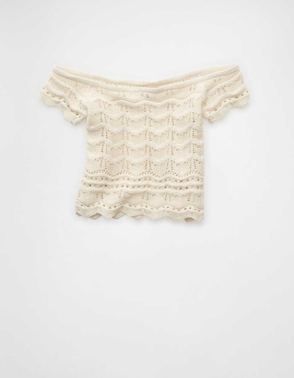AE Off-the-Shoulder Cropped Sweater Tee