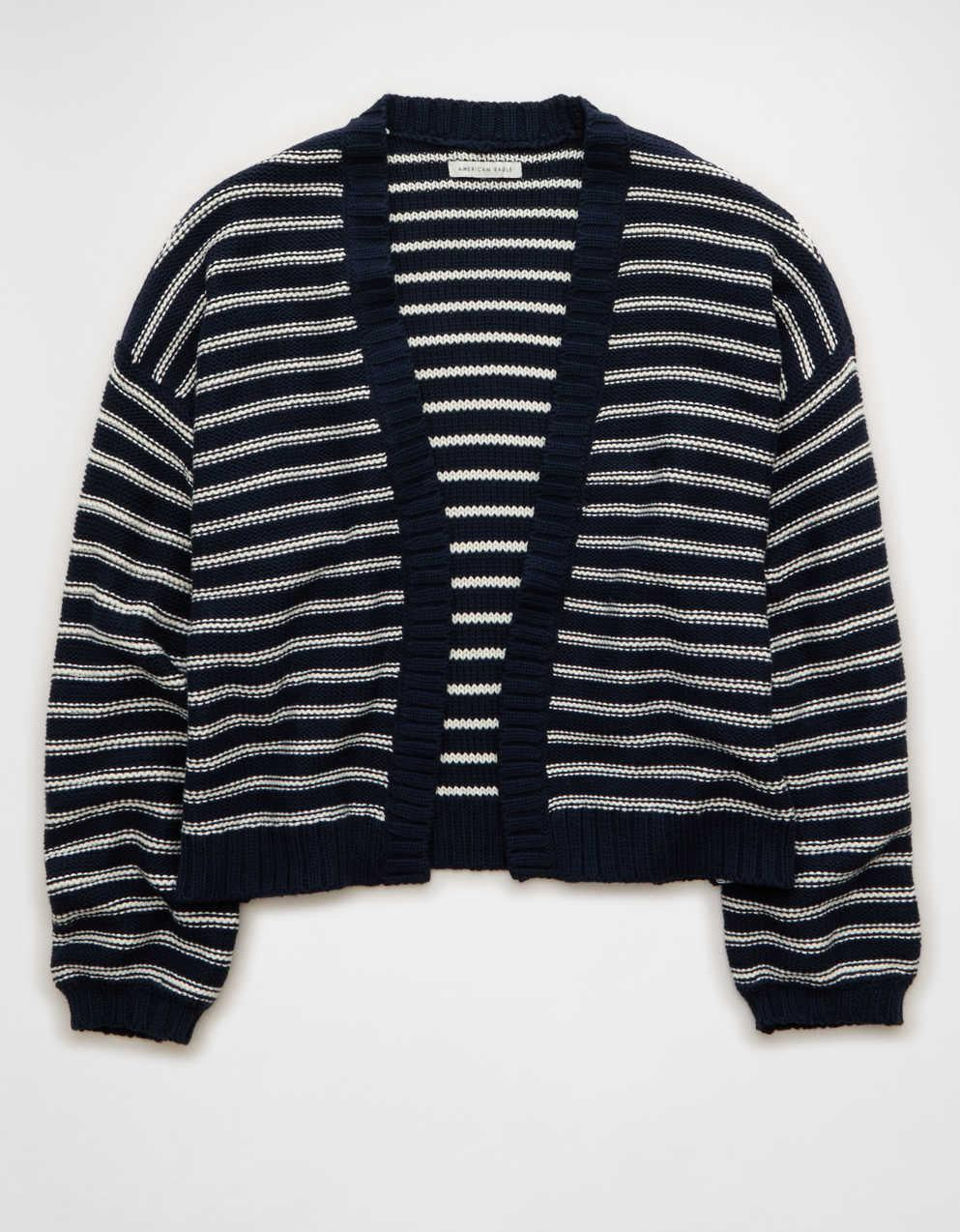 AE Balloon-Sleeve Open-Front Cardigan