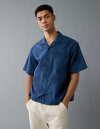 AE Poolside Linen-Blend Printed Button-Up Shirt