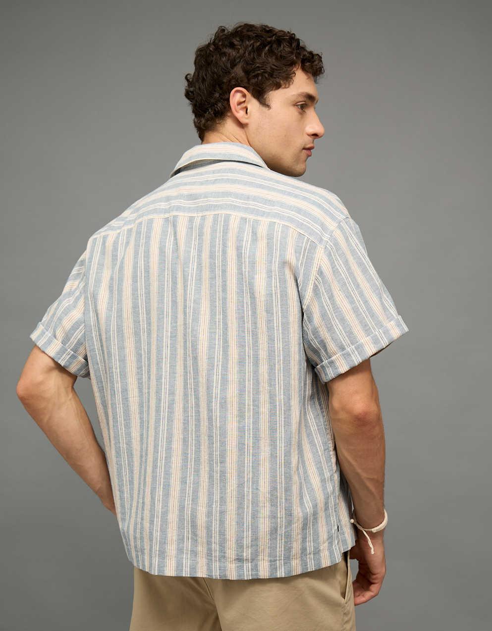 AE Relaxed Fit Linen-Blend Camp Collar Shirt