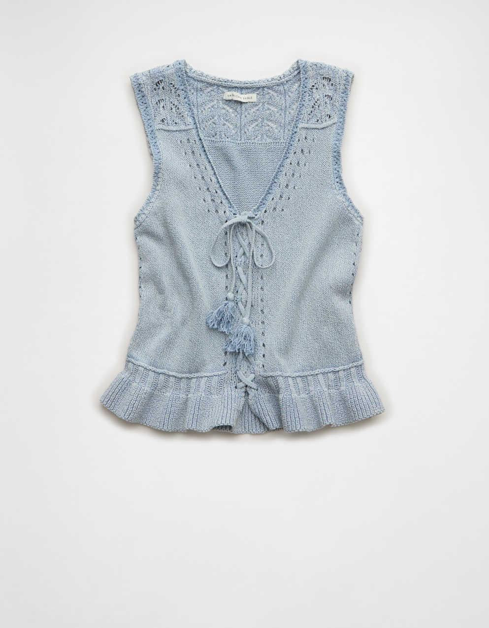 AE Ruffle Hem V-Neck Sweater Tank
