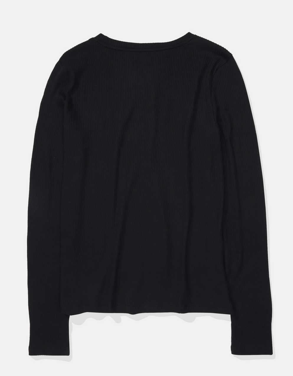 AE Long-Sleeve Waffle Plush Crew Neck Tee