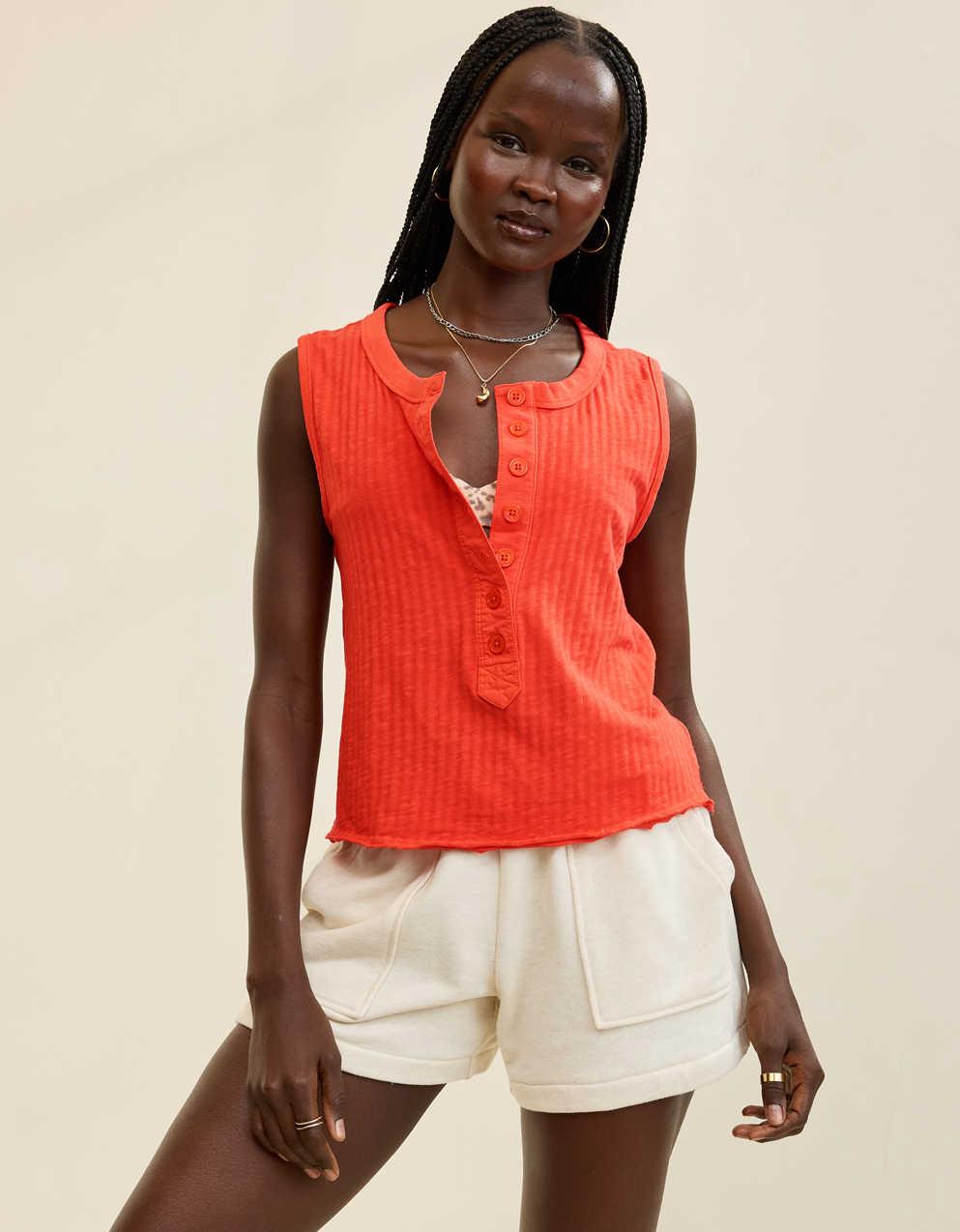 Aerie Shadow Stripe Henley Tank Top