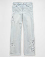 AE High-Waisted Embroidered Floral Stovepipe Jean